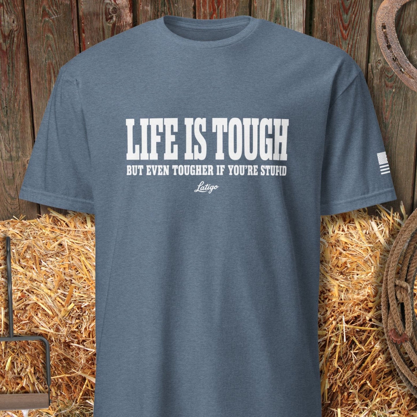 Latigo-Cowboy Authentics Heather Indigo / S Life is Tough Tee