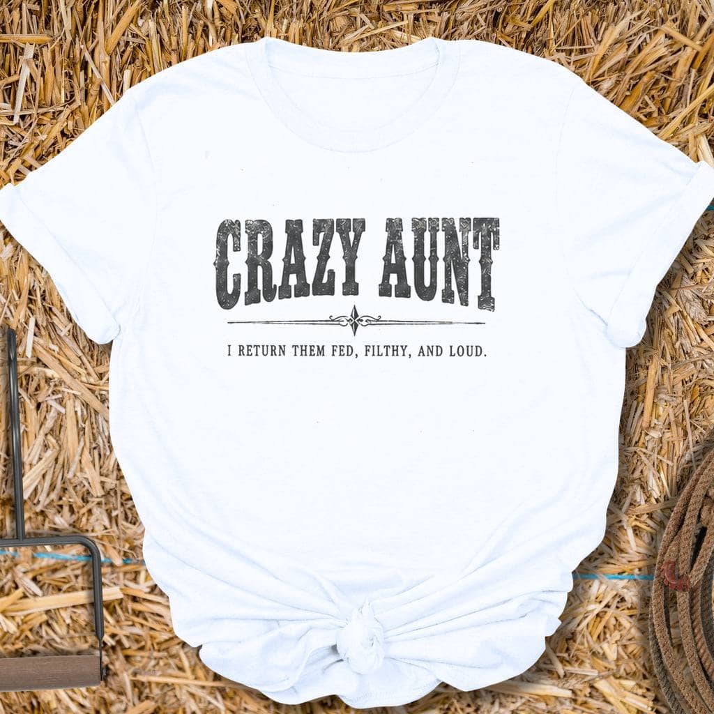 Latigo Cowboy Crazy Aunt Tee T-Shirt S / White