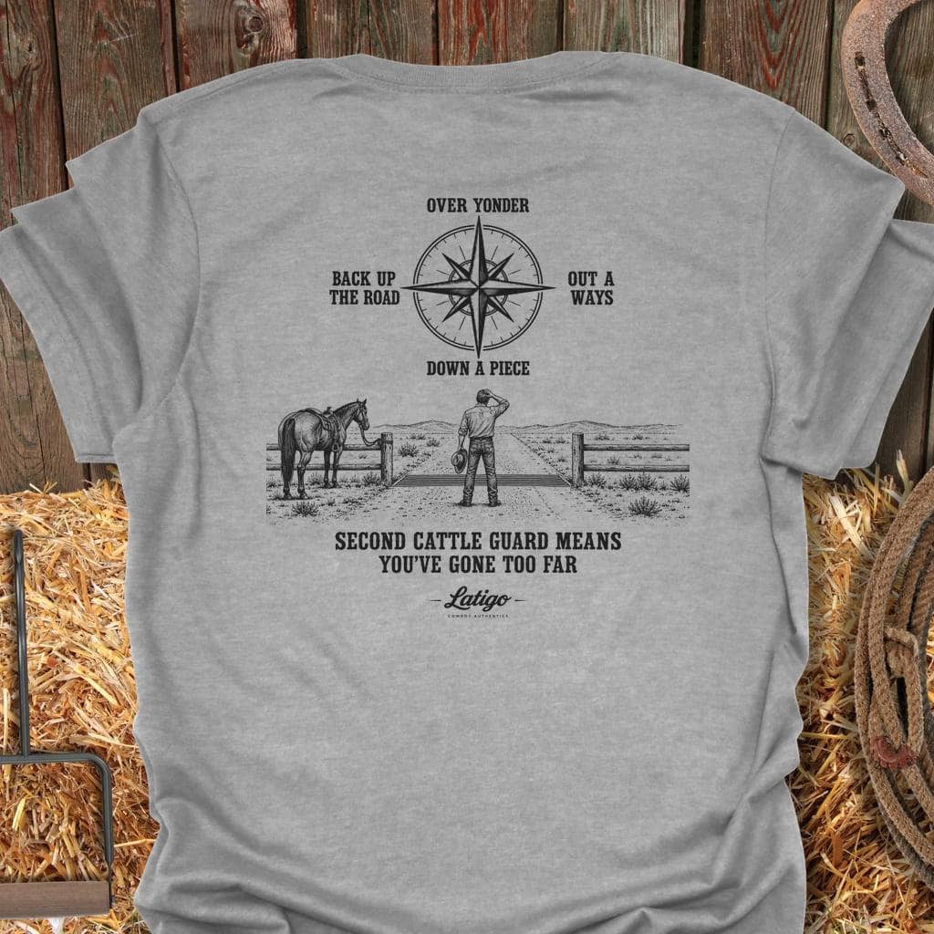 Latigo Cowboy Directions Tee T-Shirt S / Sport Grey