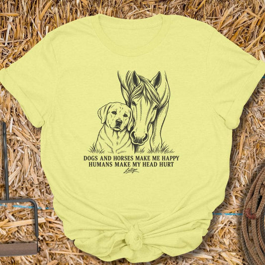 Latigo Cowboy Dogs And Horses Tee T-Shirt S / Cornsilk