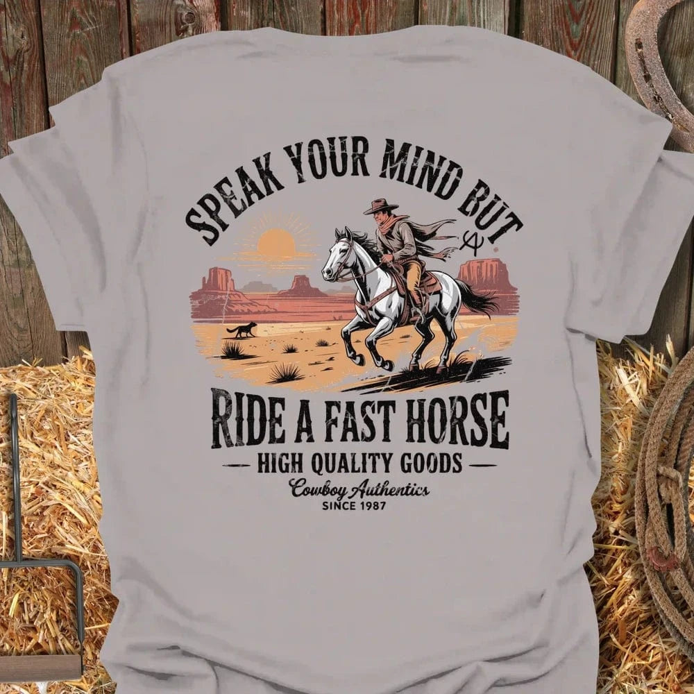 Latigo Cowboy Fast Horse Tee Ice Grey / S