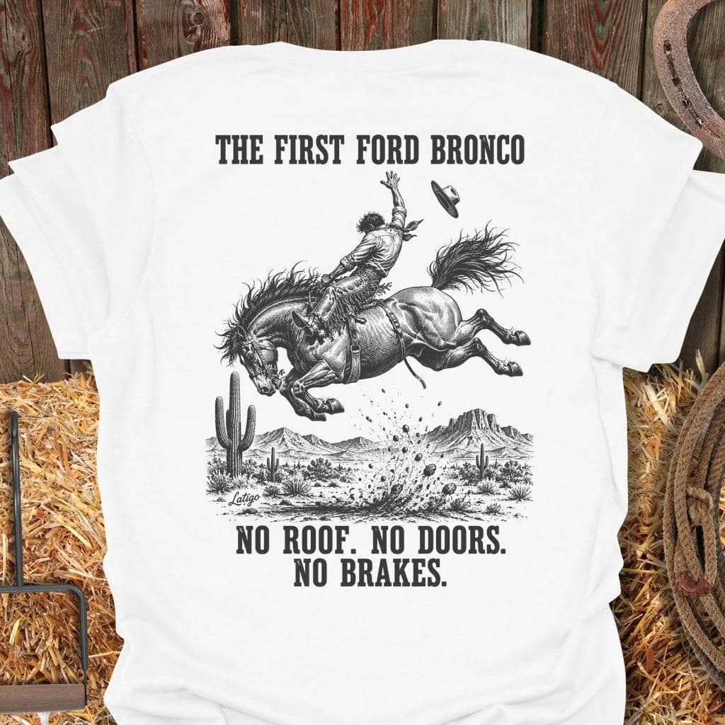 Latigo Cowboy First Bronco Tee T-Shirt S / White