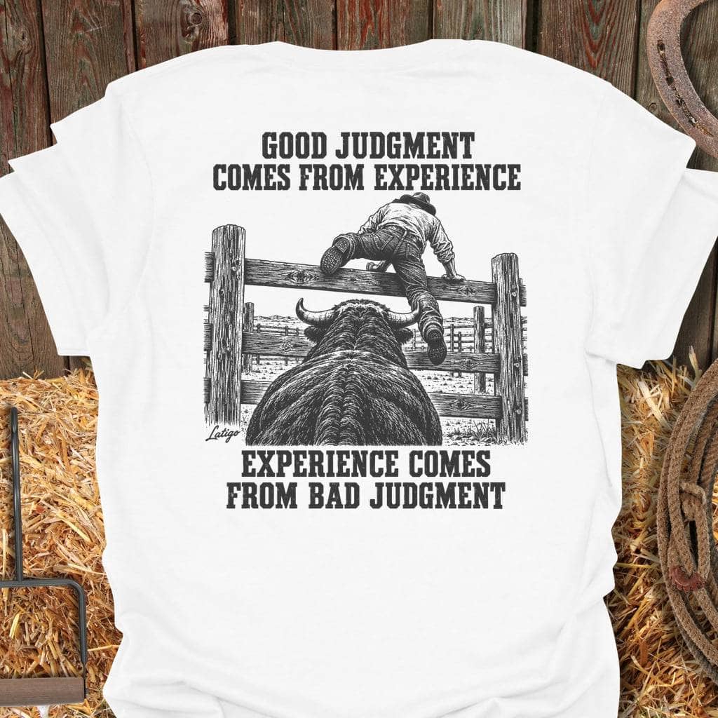 Latigo Cowboy Good Judgment Tee T-Shirt S / White