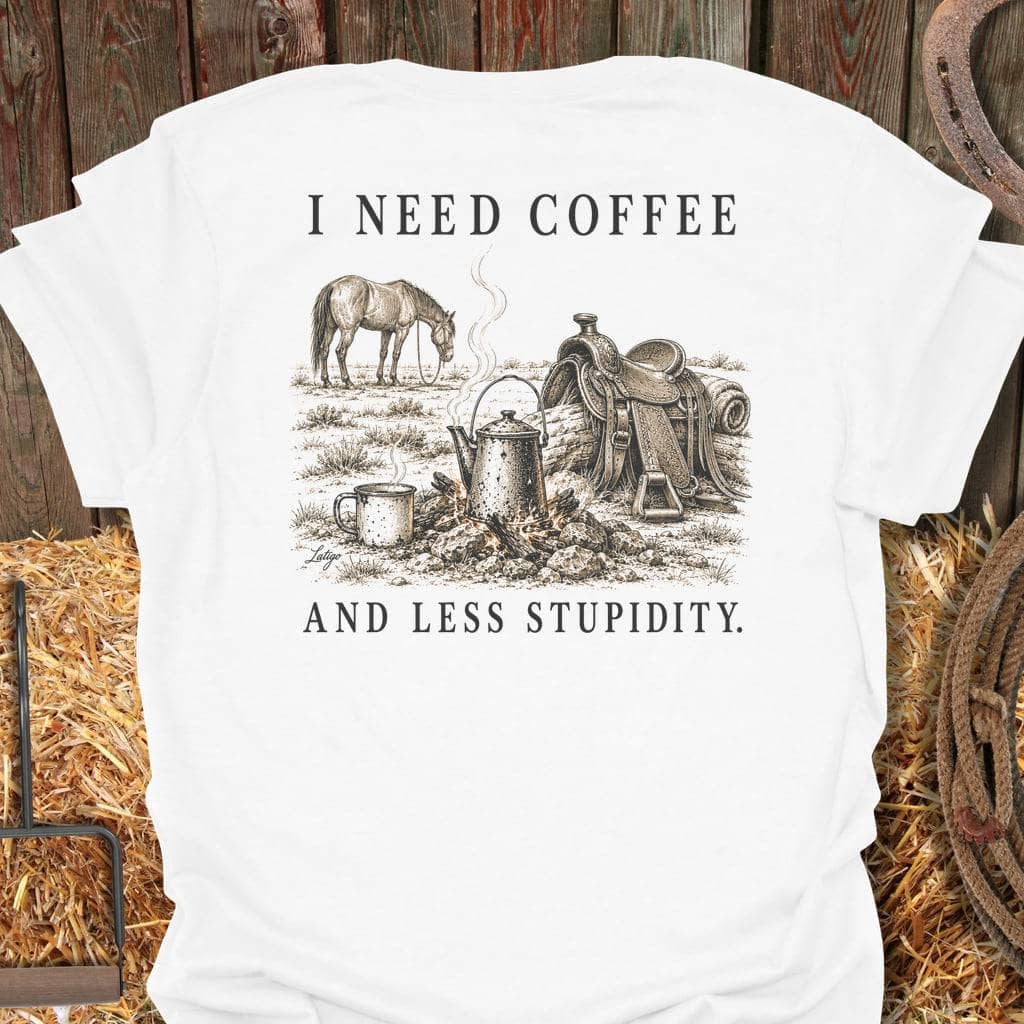 Latigo Cowboy Less Stupidity Tee T-Shirt S / White