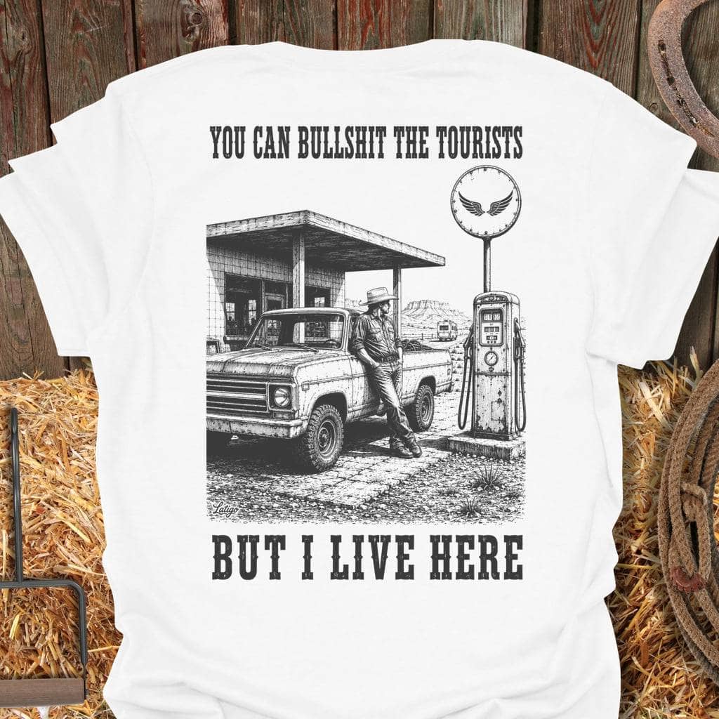 Latigo Cowboy Live Here Tee T-Shirt White / S
