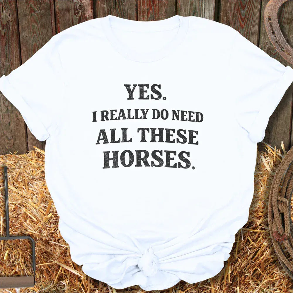 Latigo Cowboy Need Horses Tee T-Shirt White / S