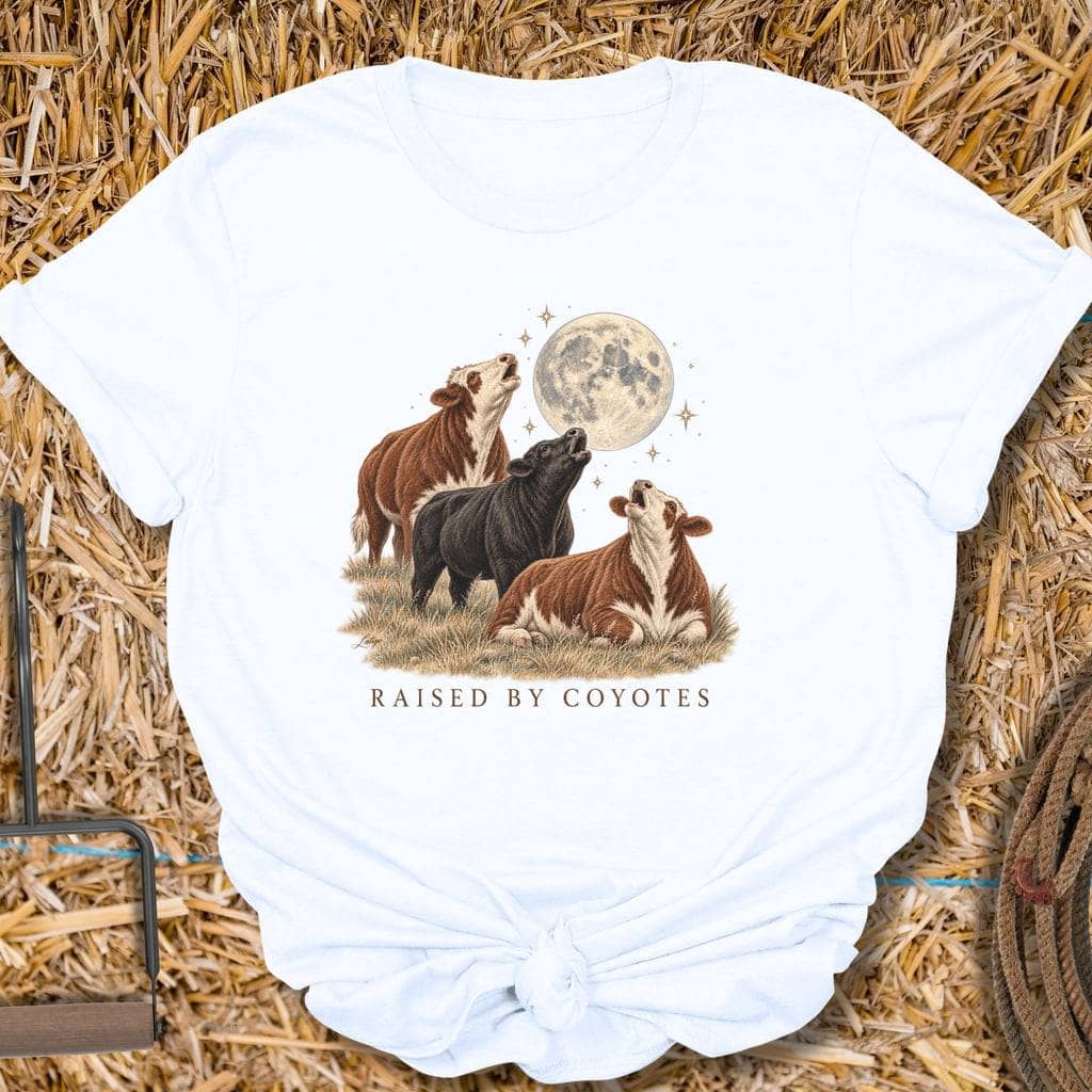 Latigo Cowboy Raised By Coyotes Tee T-Shirt S / White