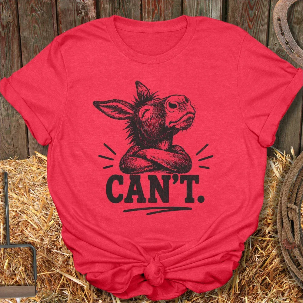 Printify T-Shirt Heather Red / S Can't Tee
