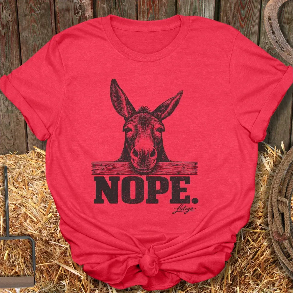 Printify T-Shirt Heather Red / S Nope Tee