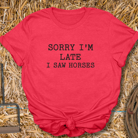 Printify T-Shirt Heather Red / S Saw Horses Tee