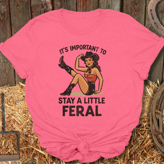 Printify T-Shirt Heather Red / S Stay Feral Tee