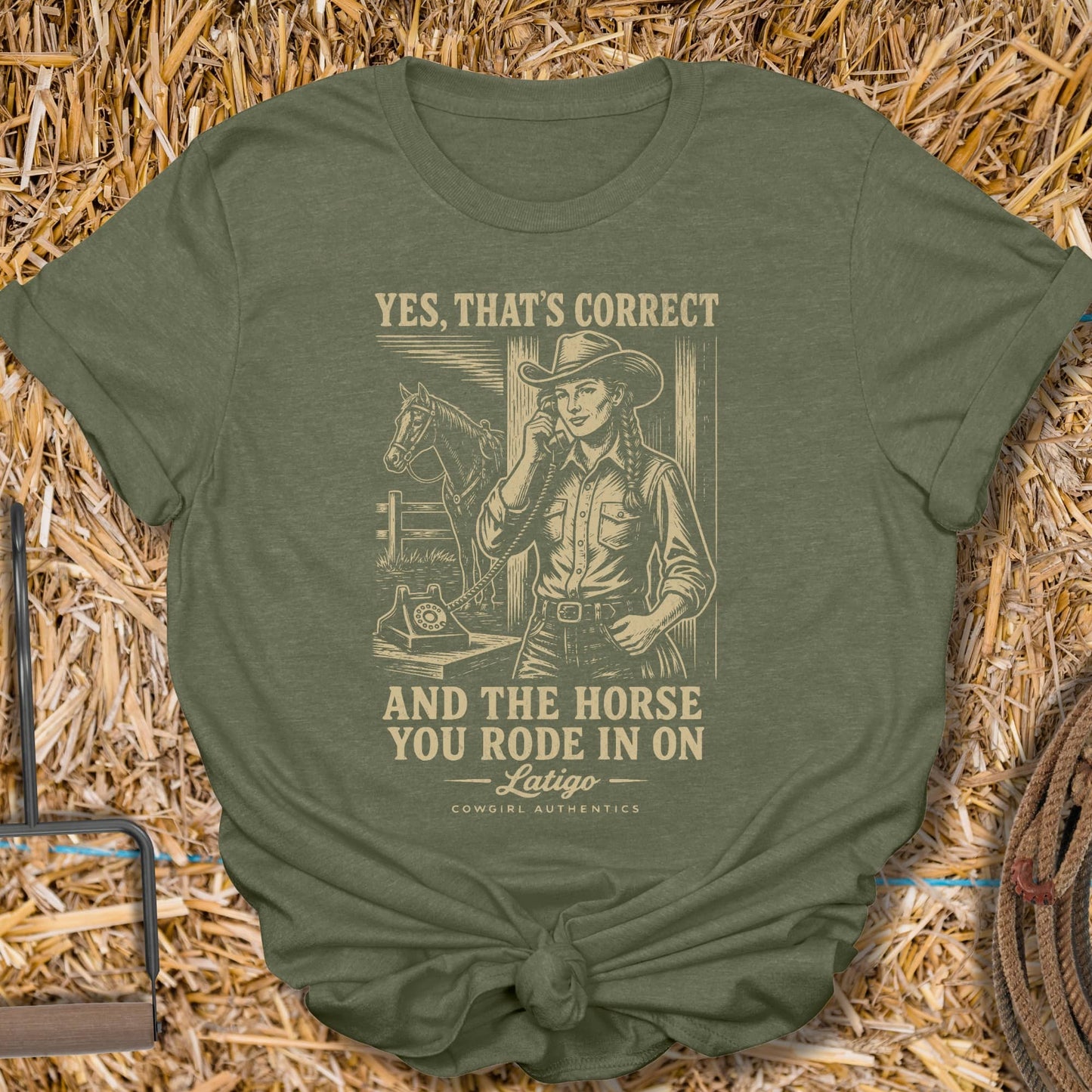 Printify T-Shirt Military Green / S Correct Cowgirl Front Tee