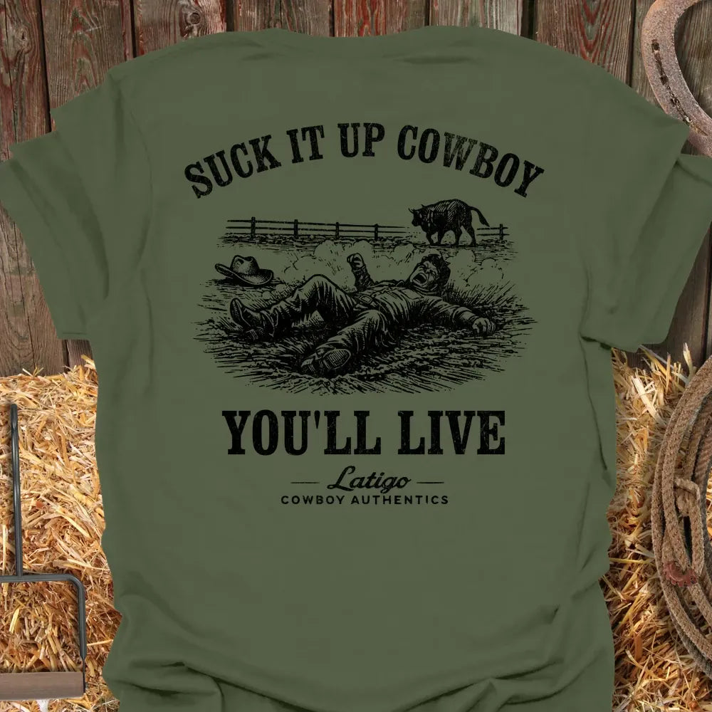 Printify T-Shirt Military Green / S Suck It Up Tee