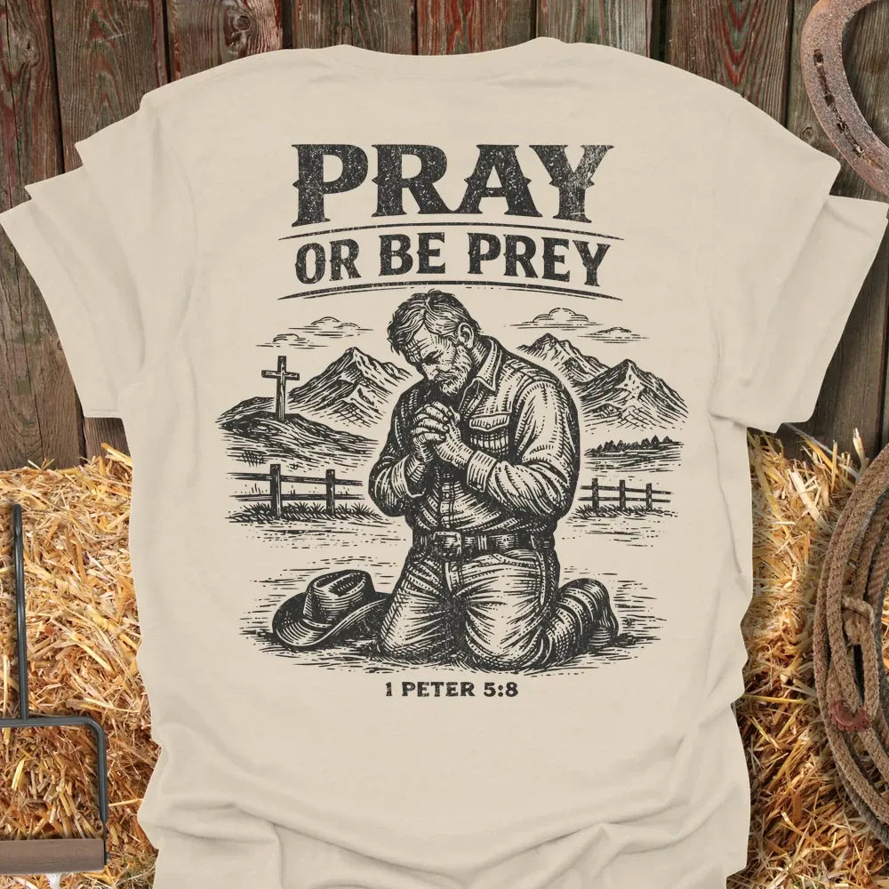 Printify T-Shirt Natural / S Pray Or Be Prey Tee