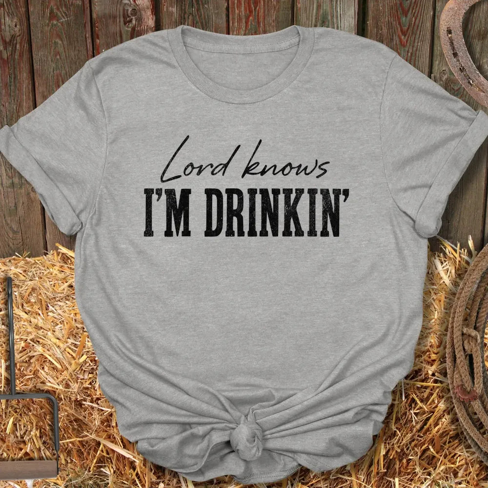 Printify T-Shirt Sport Grey / S Lord Knows I'm Drinkin' Tee