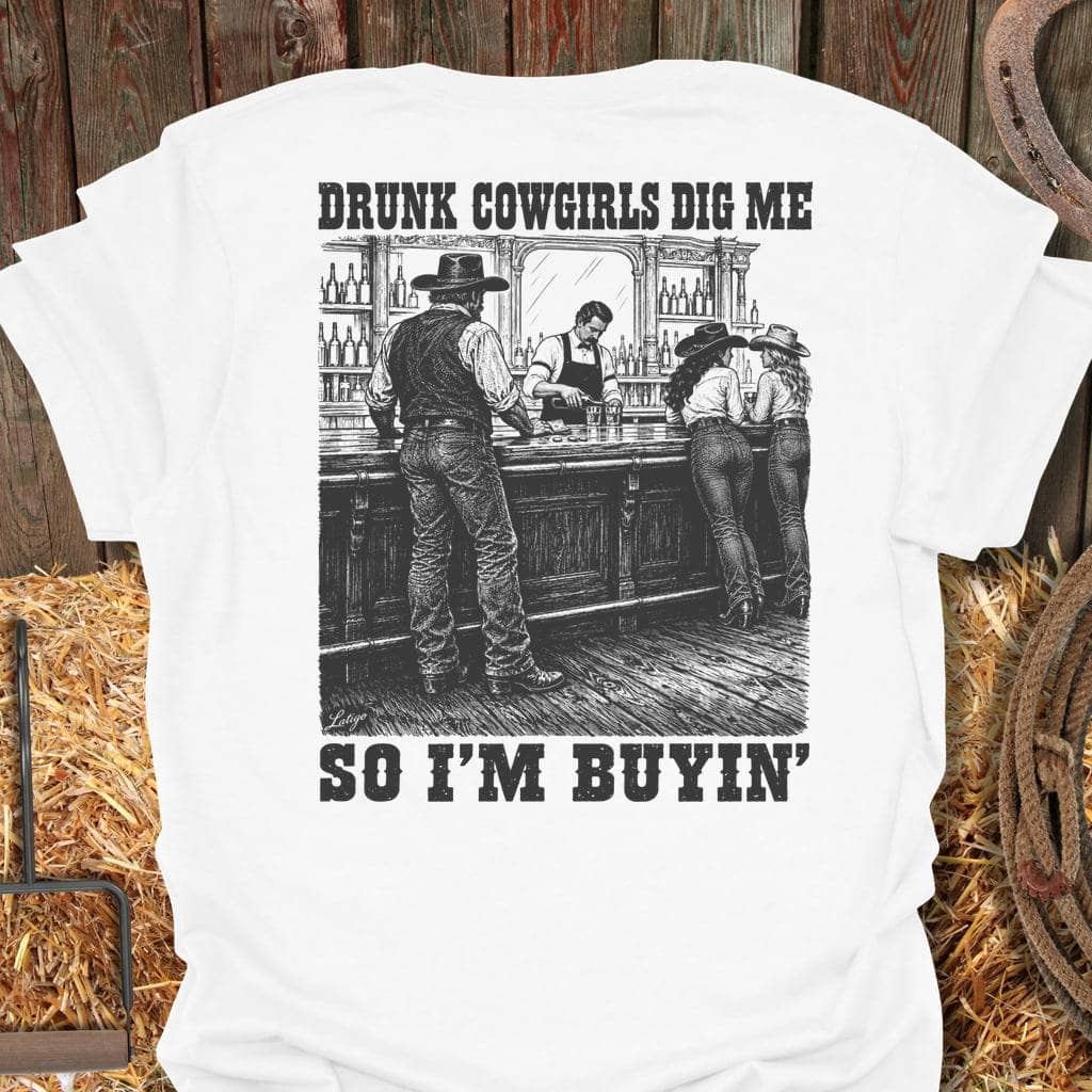 Printify T-Shirt White / S Drunk Cowgirls Tee
