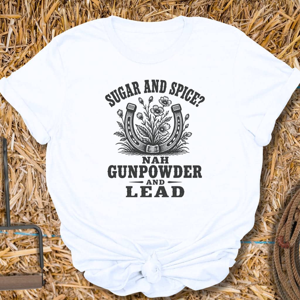 Printify T-Shirt White / S Gunpowder And Lead Tee