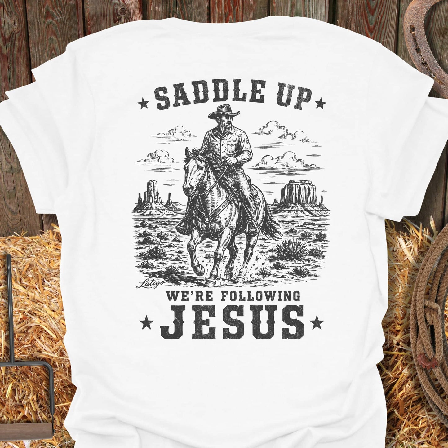 Printify T-Shirt White / S Saddle Up Tee