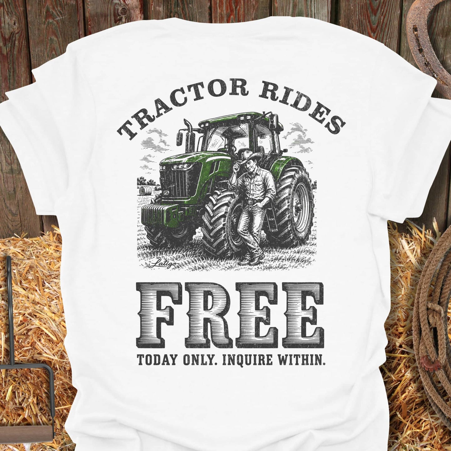 Printify T-Shirt White / S Tractor Rides Tee