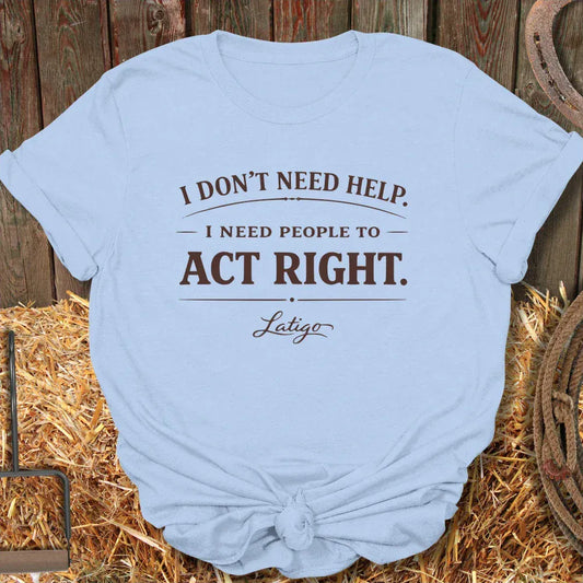 Latigo Cowboy Act Right Tee T-Shirt Light Blue / S
