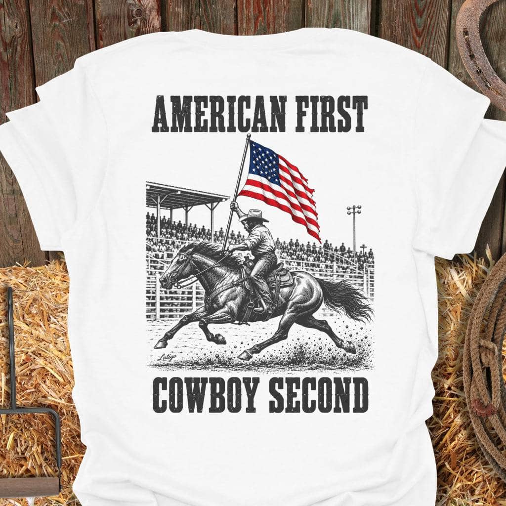 Latigo Cowboy American First Tee T-Shirt S / White