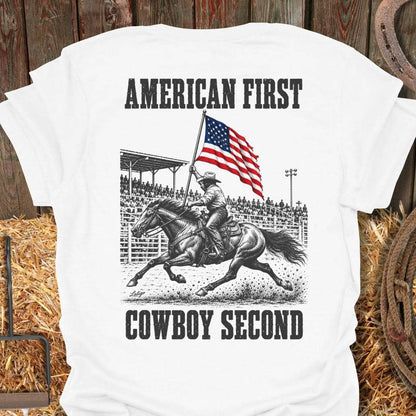 Latigo Cowboy American First Tee T-Shirt S / White