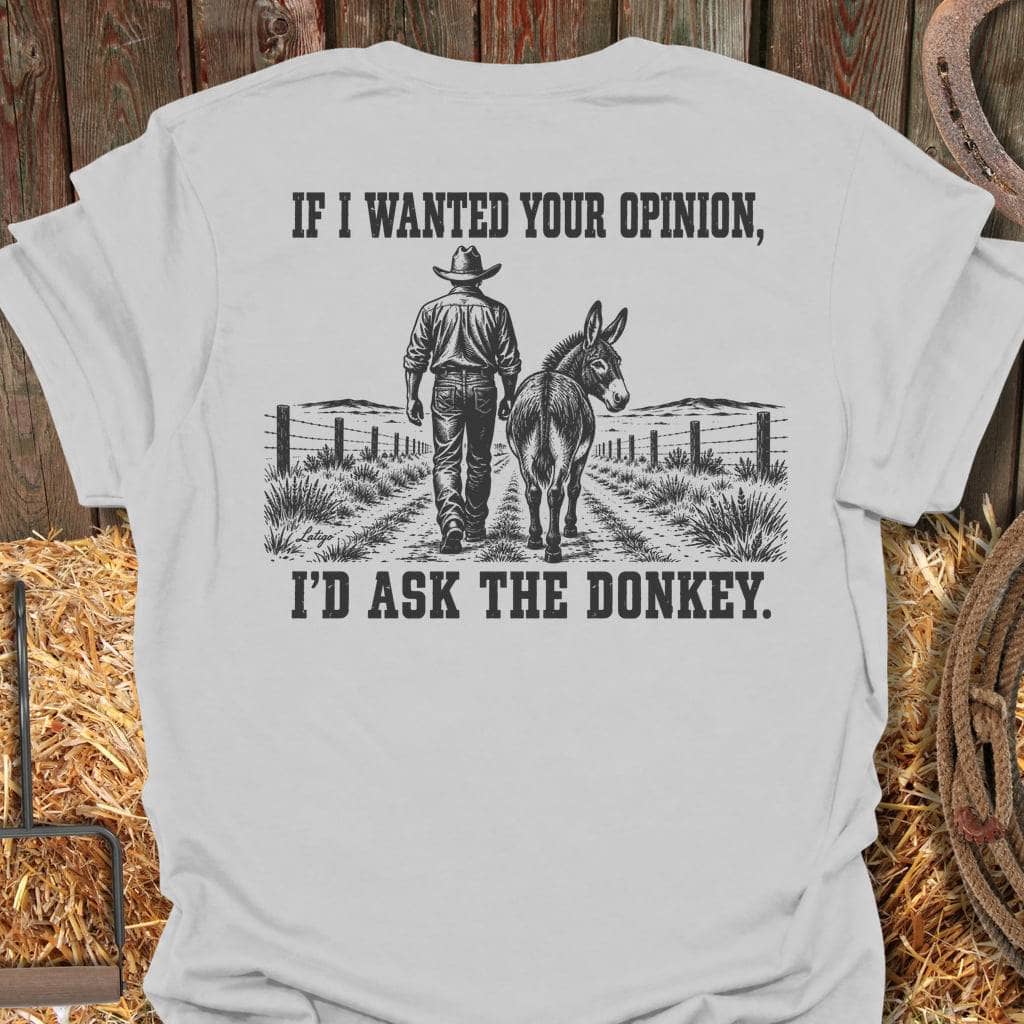 Latigo Cowboy Ask The Donkey Tee T-Shirt S / Ice Grey