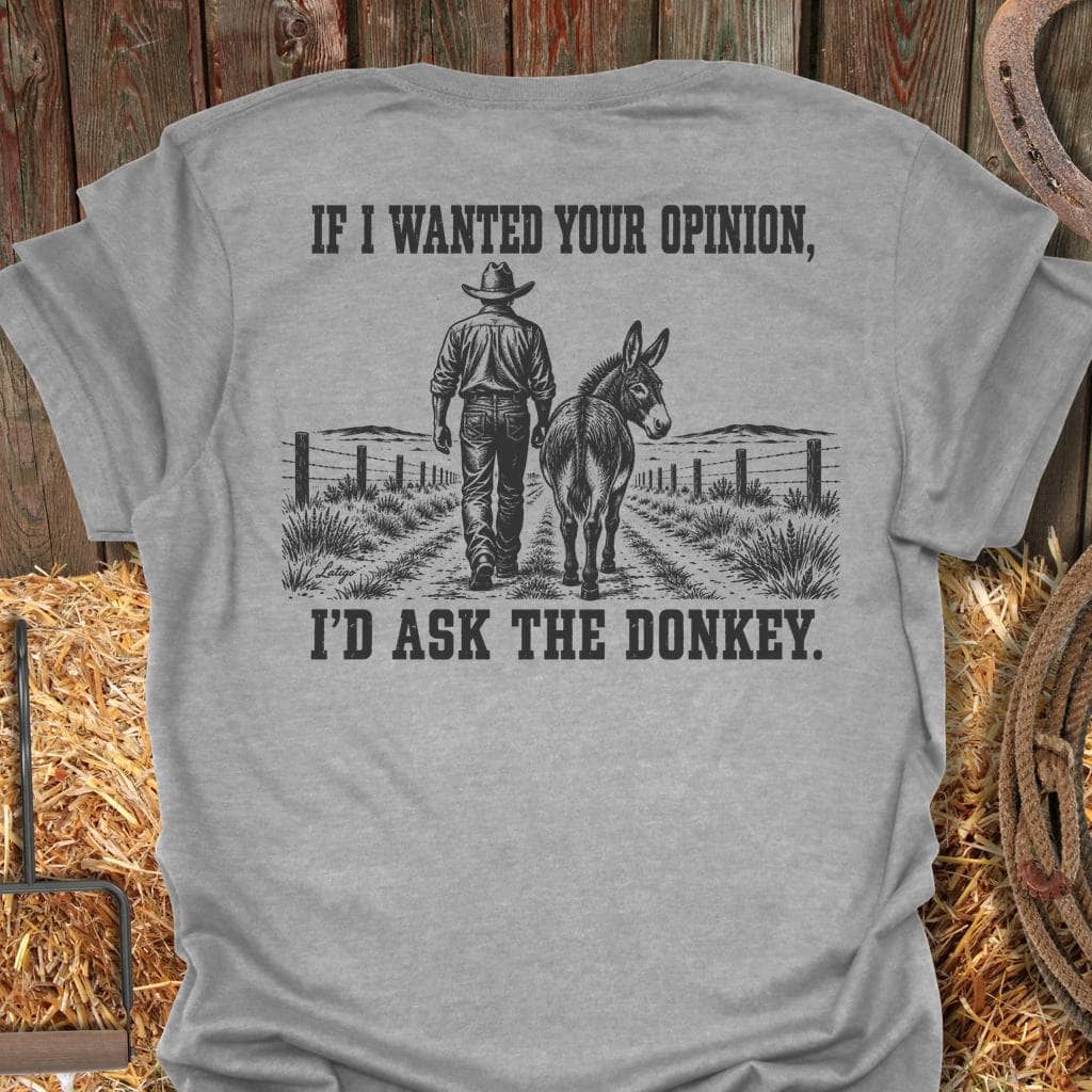 Latigo Cowboy Ask The Donkey Tee T-Shirt S / Sport Grey