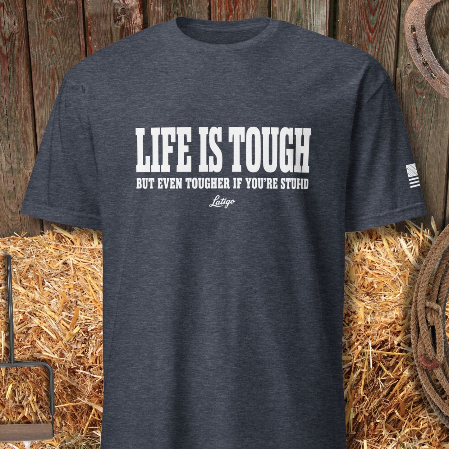 Latigo-Cowboy Authentics Heather Navy / S Life is Tough Tee