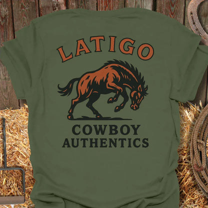 Latigo-Cowboy Authentics Military Green / S Bucking Tee