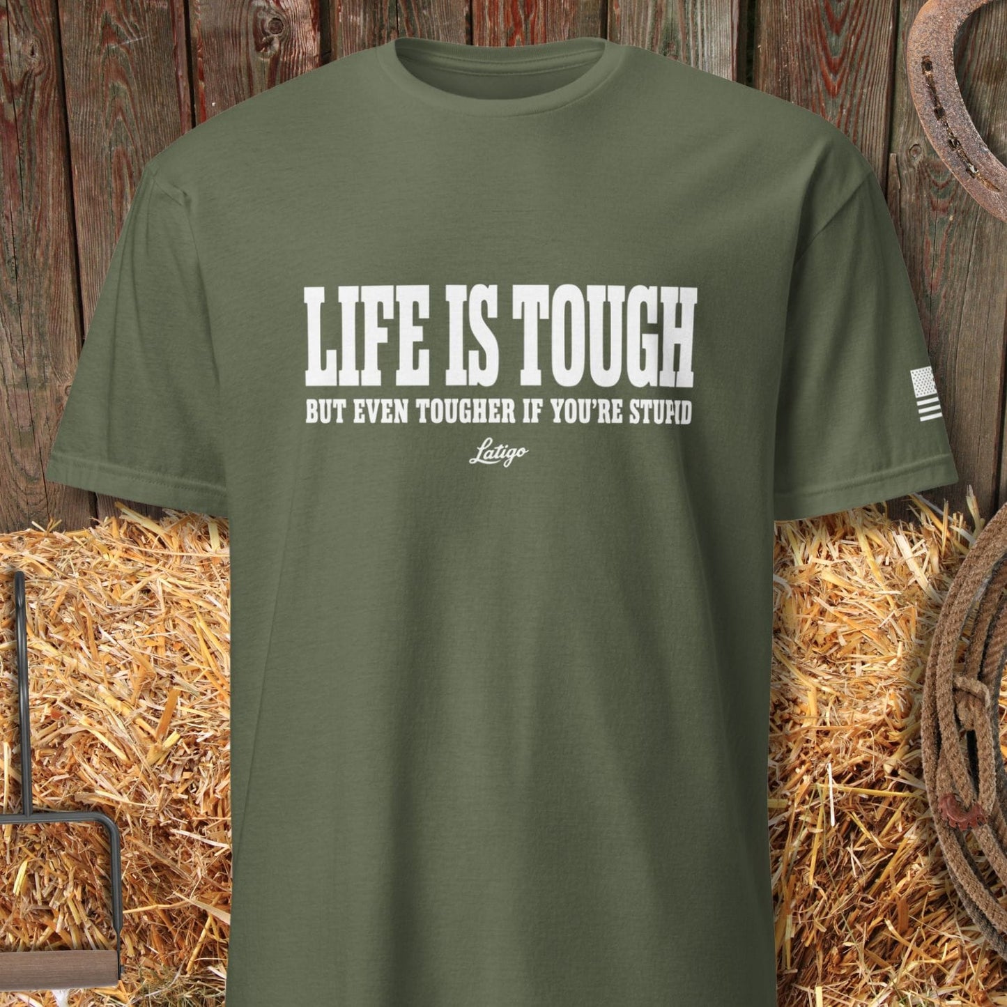 Latigo-Cowboy Authentics Military Green / S Life is Tough Tee