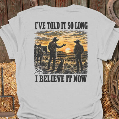 Latigo Cowboy Believe It Now Tee T-Shirt S / Ice Grey