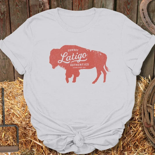 Latigo Cowboy Buffalo Tee Ice Grey / S
