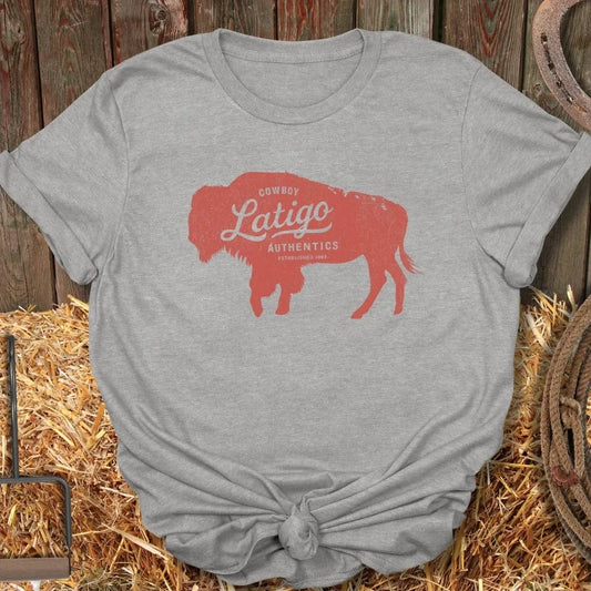 Latigo Cowboy Buffalo Tee Sport Grey / S