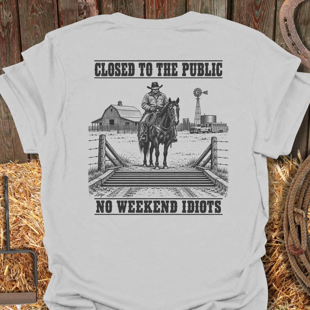 Latigo Cowboy Closed To The Public Tee T-Shirt S / Ice Grey