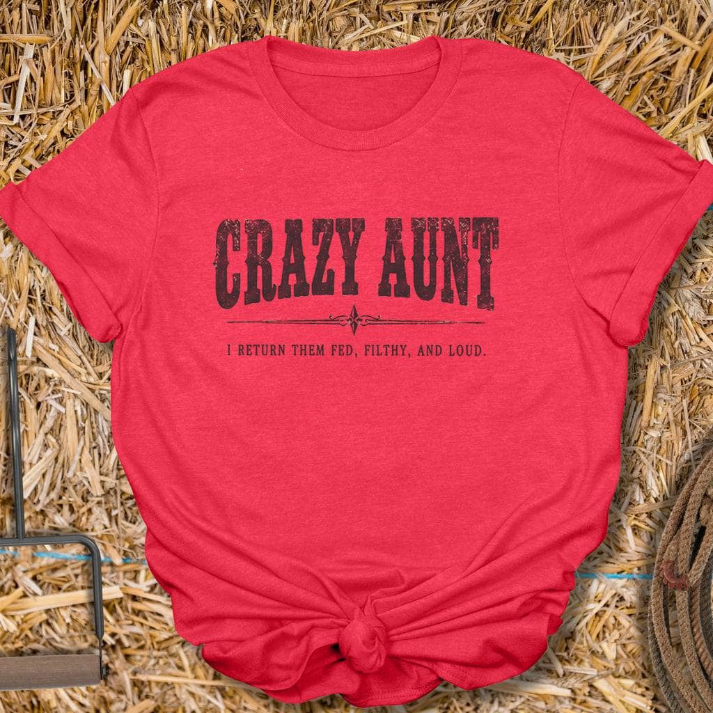 Latigo Cowboy Crazy Aunt Tee T-Shirt S / Heather Red