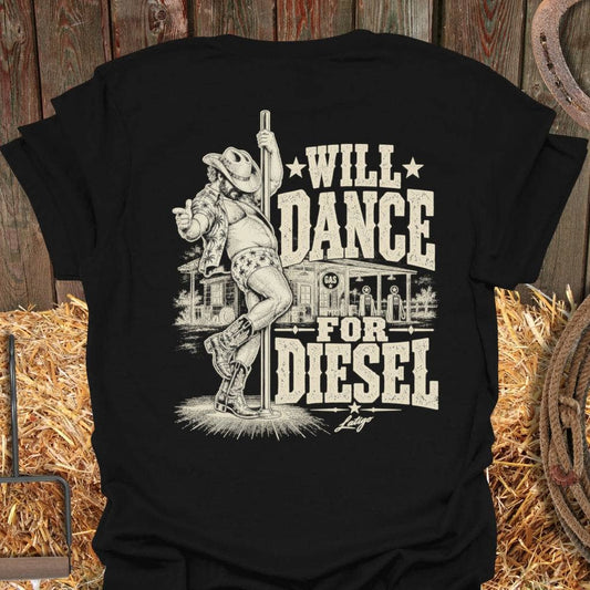 Latigo Cowboy Dance For Diesel Tee T-Shirt Black / S