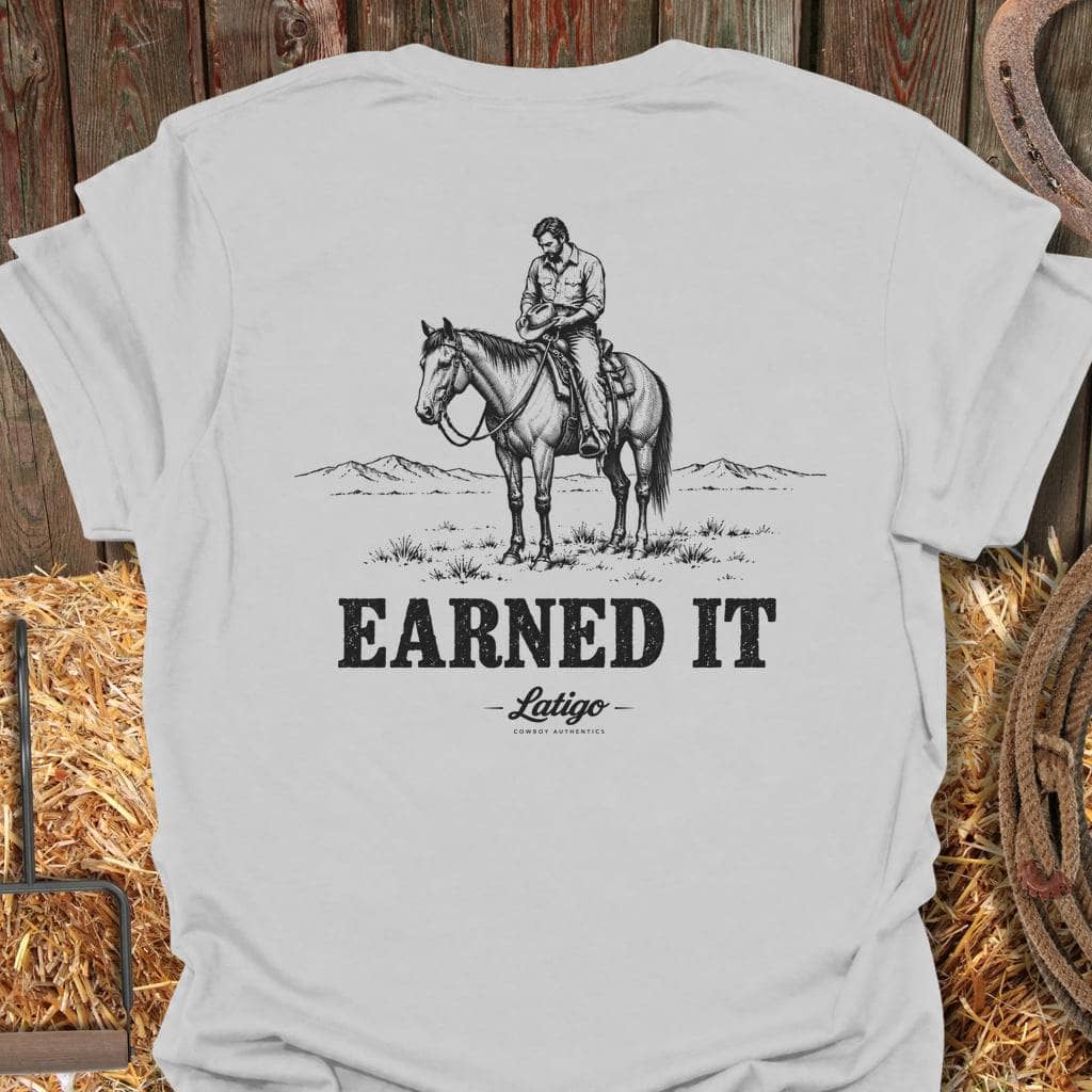 Latigo Cowboy Earned It Tee T-Shirt S / Ice Grey