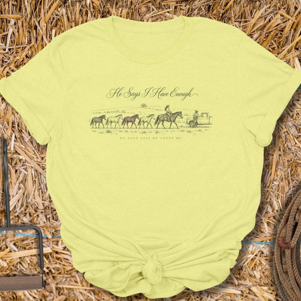 Latigo Cowboy Enough Horses Tee T-Shirt S / Cornsilk
