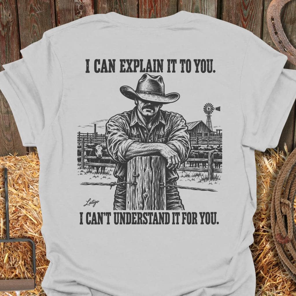 Latigo Cowboy Explain It Tee T-Shirt S / Ice Grey