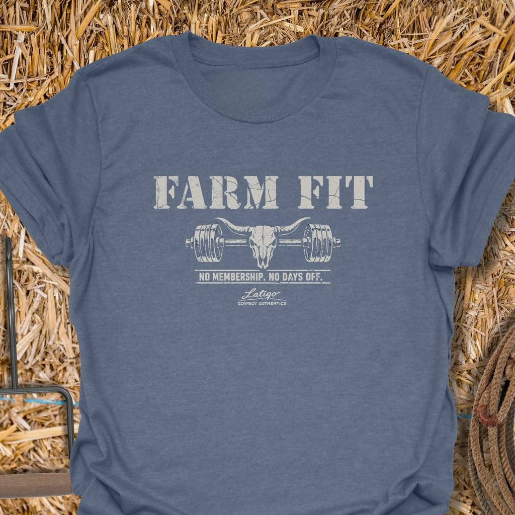 Latigo Cowboy Farm Fit Tee T-Shirt Heather Indigo / S
