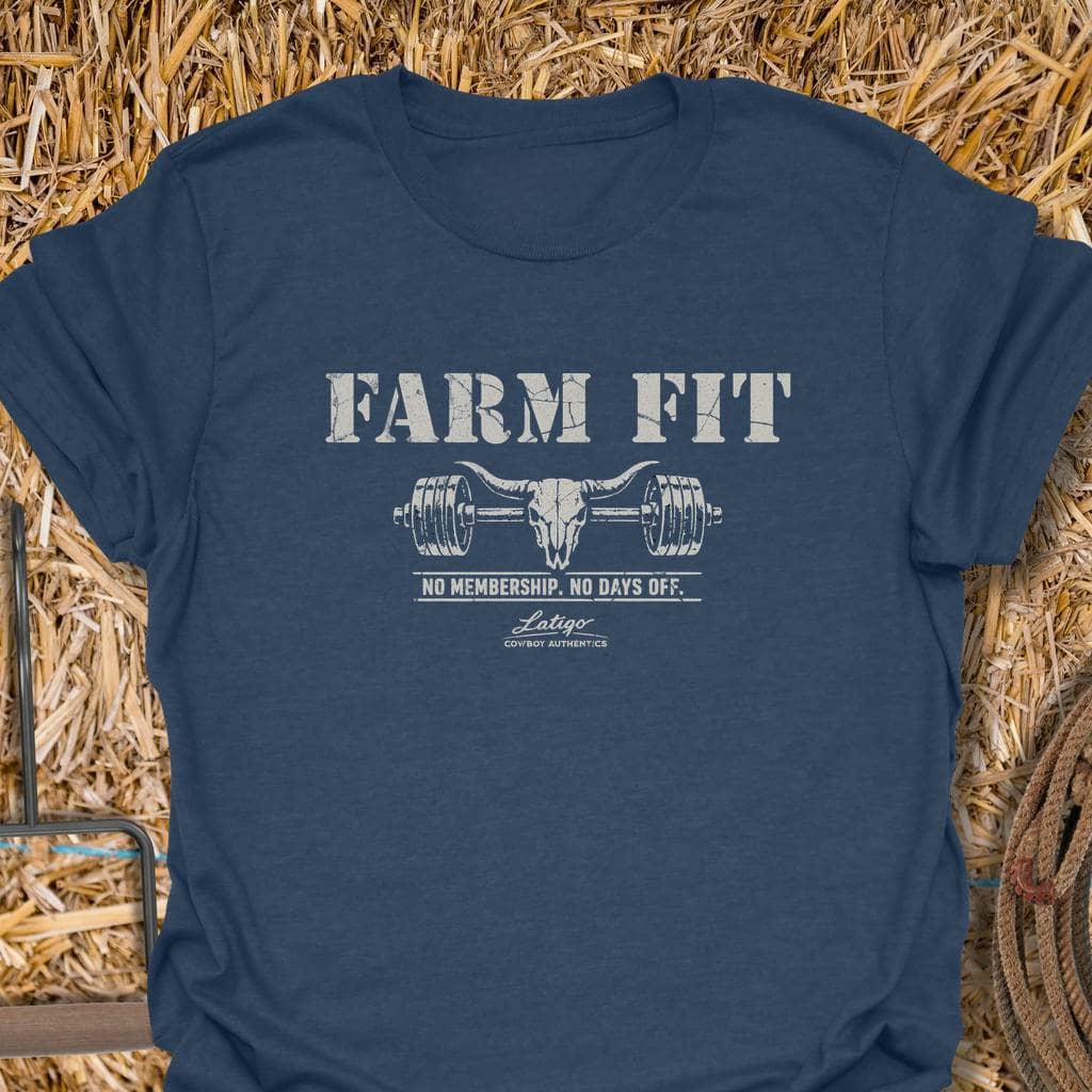 Latigo Cowboy Farm Fit Tee T-Shirt Heather Navy / S