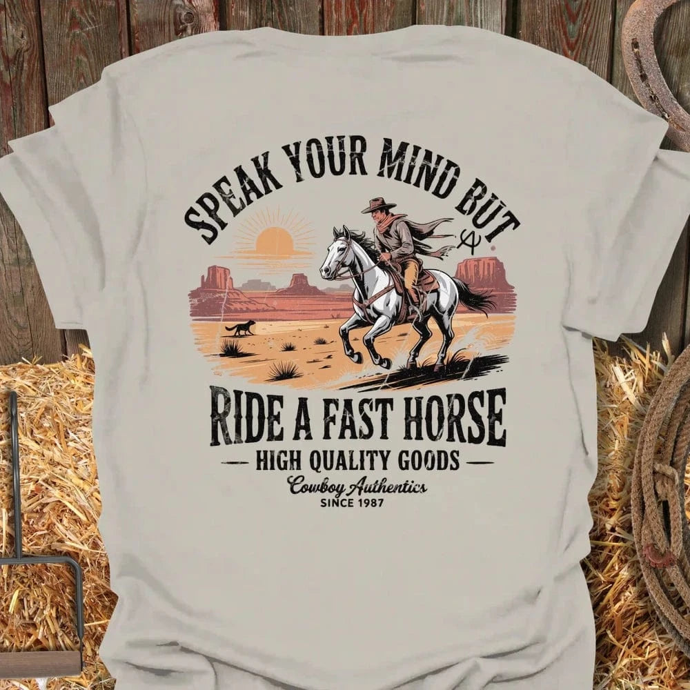 Latigo Cowboy Fast Horse  Tee Natural / S