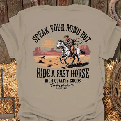 Latigo Cowboy Fast Horse  Tee Sand / S