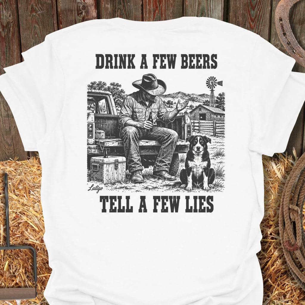 Latigo Cowboy Few Beers Tee T-Shirt S / White