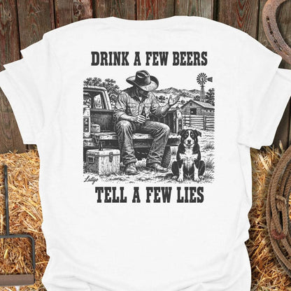 Latigo Cowboy Few Beers Tee T-Shirt S / White
