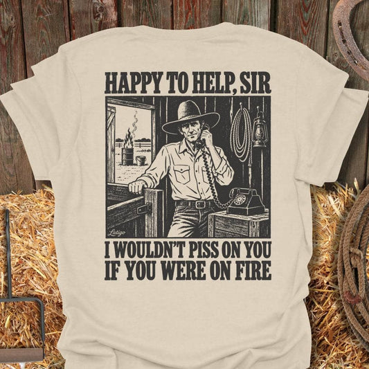 Latigo Cowboy Happy To Help Tee T-Shirt Natural / S