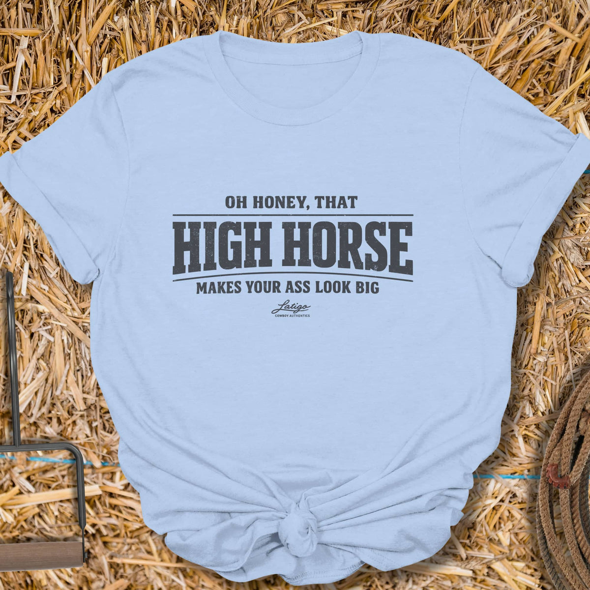 Latigo Cowboy High Horse Tee T-Shirt Light Blue / S