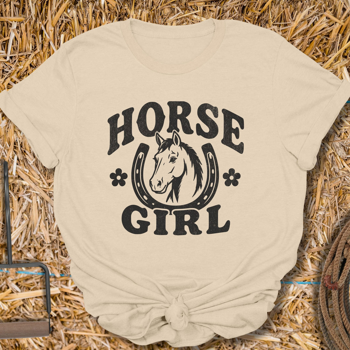 Latigo Cowboy Horse Girl Tee T-Shirt Sand / S
