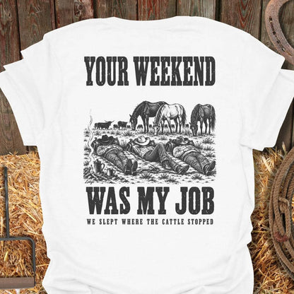 Latigo Cowboy My Job Tee T-Shirt White / S